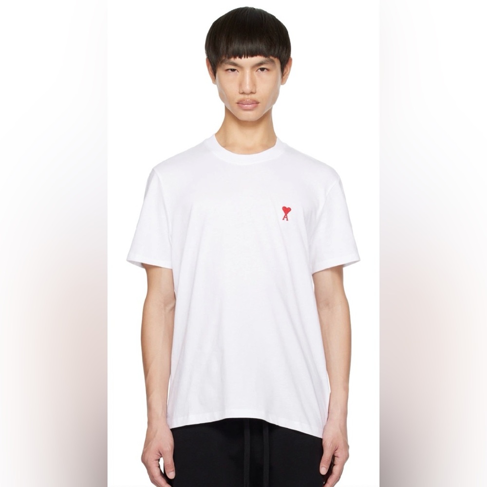 AMI Paris White Ami de Cœur T-shirt with flaw size small